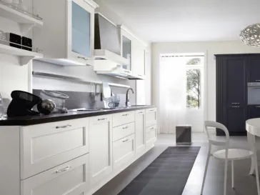 Cucina Classica lineare Elite 04 in frassino laccato bianco di Gicinque