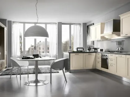 Cucina con penisola in legno color tortora Elite 04 di Gicinque