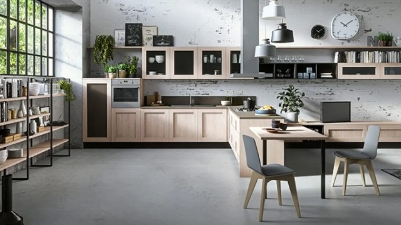 Cucina in legno e laccato opaco con doppia penisola Amalia di Ciao Cucine