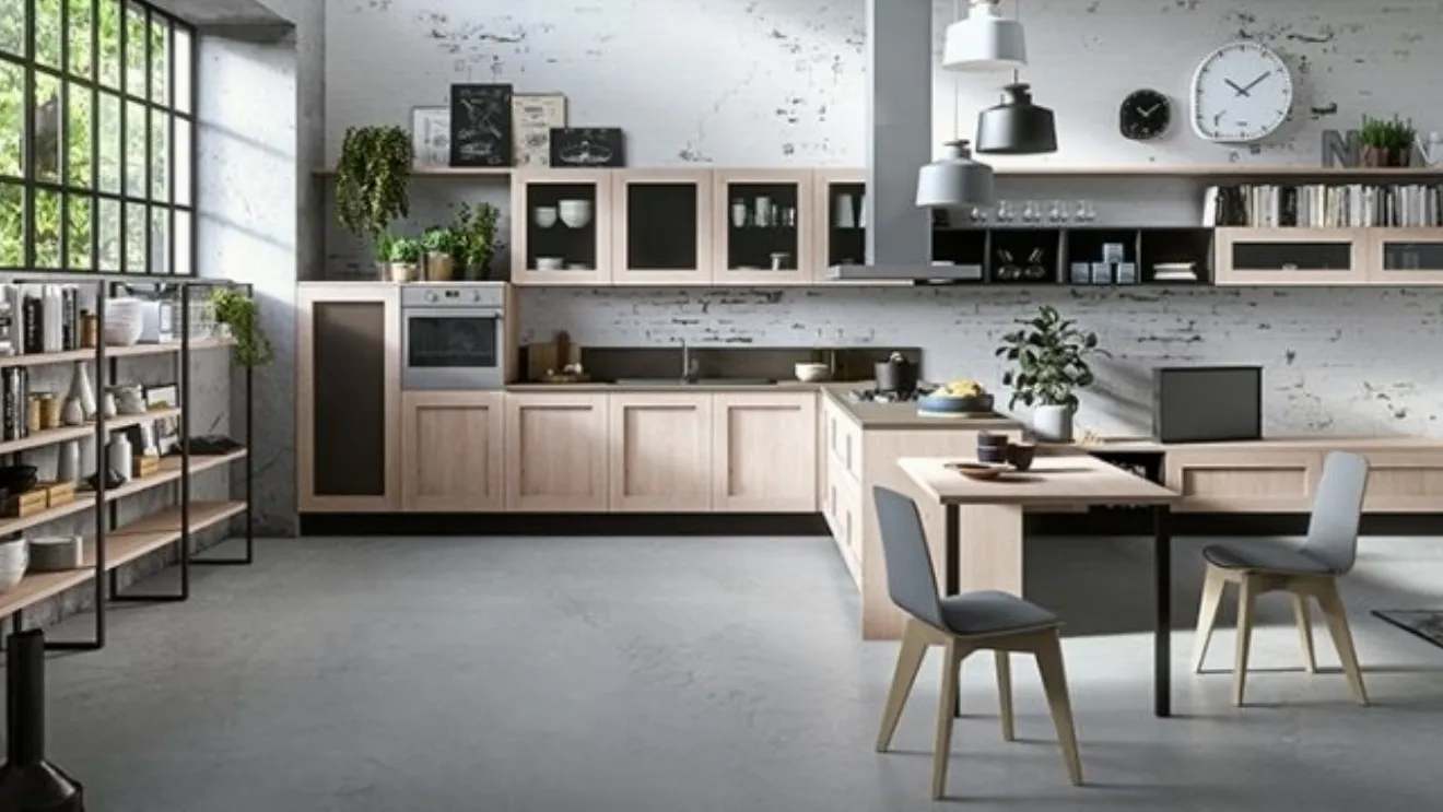 Cucina Moderna con penisola Amalia in Rovere Sand di Ciao Cucine