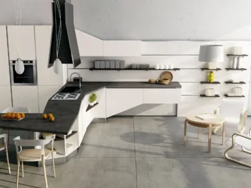 Cucina in legno cedro con piano in laminato vulcano Asia 03 di Gicinque