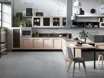 Cucina Moderna angolare con penisola Amalia in Rovere Sand di Ciao Cucine