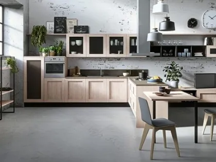 Cucina Moderna angolare con penisola Amalia in Rovere Sand di Ciao Cucine