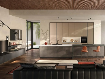 Cucina Moderna con isola Diamante in vetro e gres di Ciao Cucine