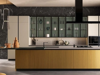 Cucina Moderna con isola Marilyn 03 in laccato e Rovere di Ciao Cucine