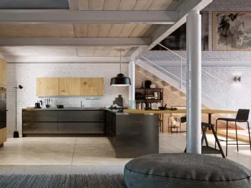 Cucina ad angolo in rovere nodato e termocotto Dolce Vita 01 di Gicinque