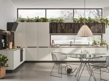 Cucina Moderna angolare Smart 03 finitura Platino e rovere nebraska di Gicinque