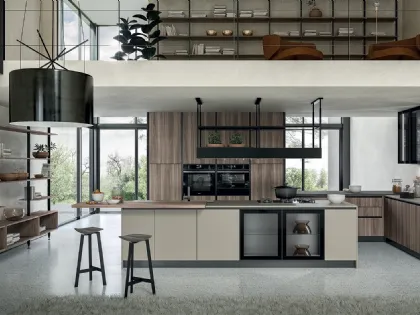 Cucina Moderna lineare Xilo 01 in laminato marmotta touch e Olmo Moderno di Gicinque