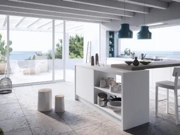 Cucina in laccato opaco e legno chiaro Joy 02 di Gicinque