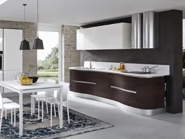 Cucina in legno rovere graffiato con angoli arrotondati Melania 05 di Ciao Cucine