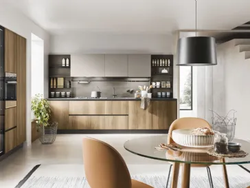 Cucina in laminato legno, opaco e effetto metallo Smart 01 di Gicinque