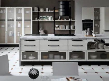 Cucina ad isola con top ad effetto marmo Tamara di Ciao Cucine