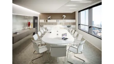 Mobile Ufficio Scrivania Operativa per sala riunioni OF54 in Bianco nobilitato di Giessegi